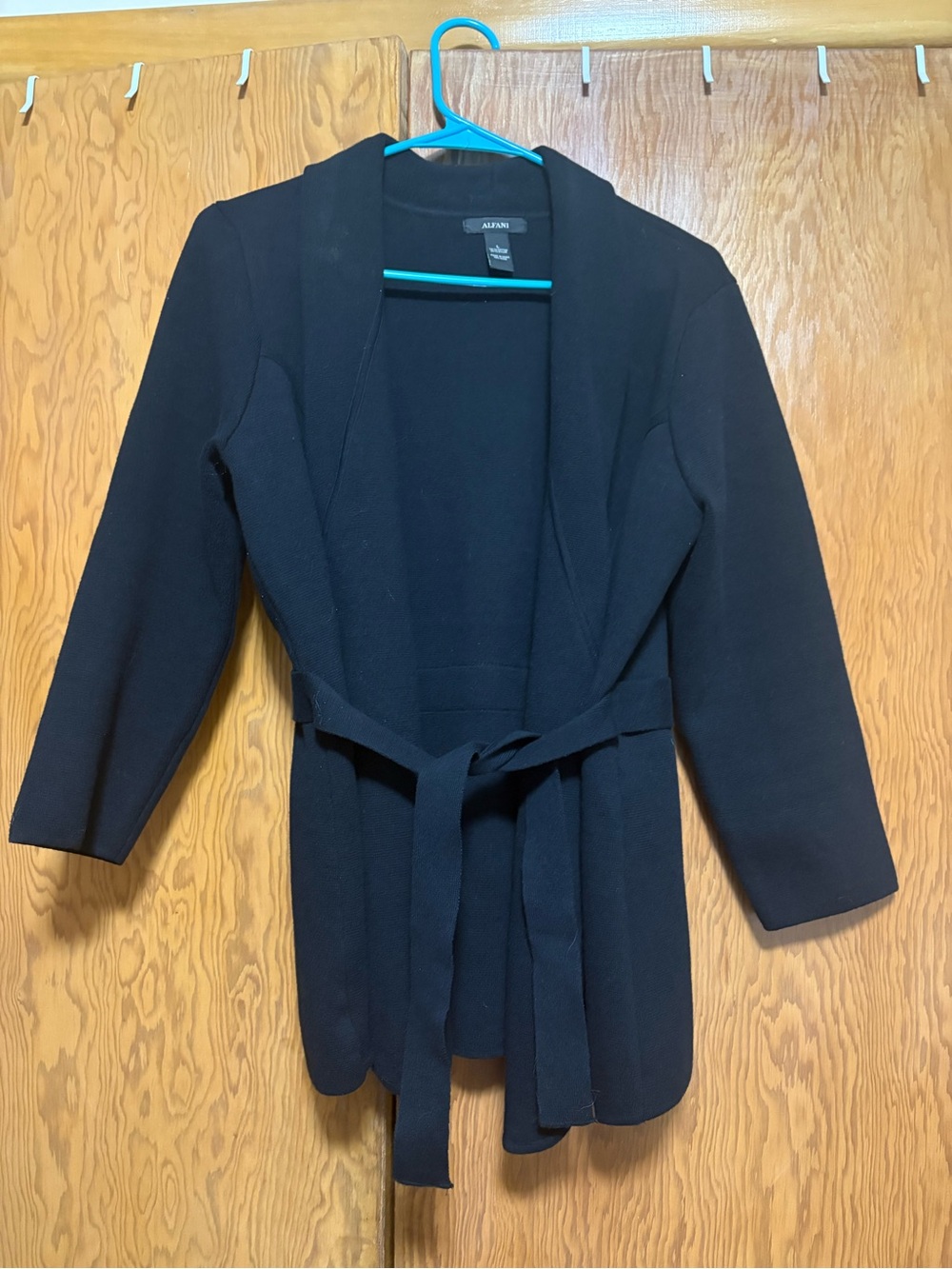 Alfani Women's Black Belted Open-Front Trench Coat